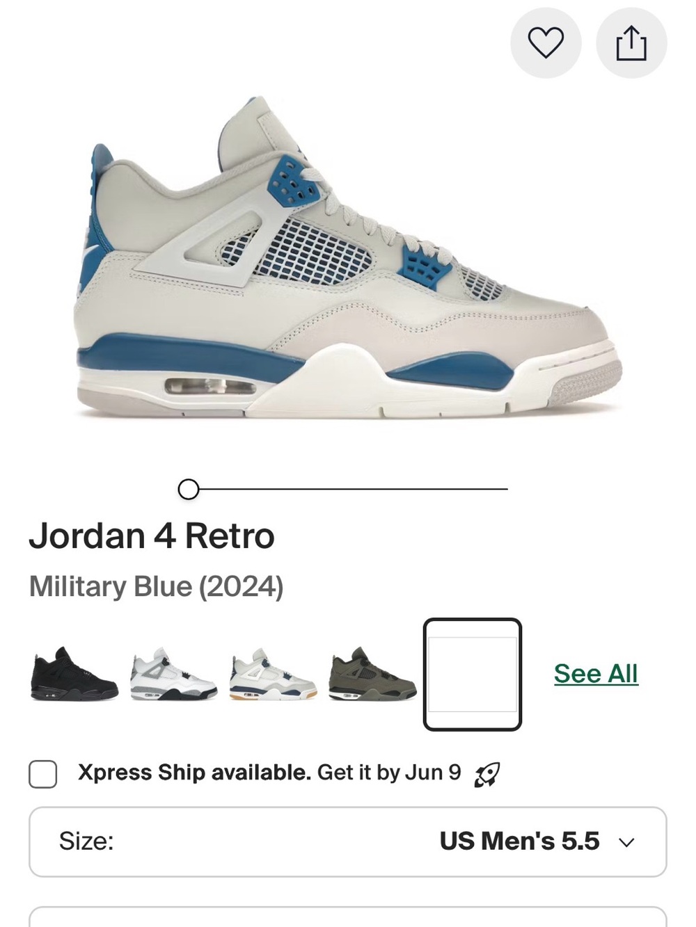 Jordan 4 Retro Military Blue and Light Gray